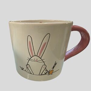 🐇 TAG Easter Bunny Mug – Pink Handle with Carrot – Spring Coffee Cup